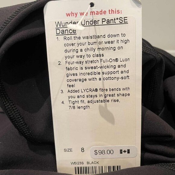Lululemon Wunder Under Pant *SE NEW WITH TAG Size 8 – BLACK - Picture 10 of 11